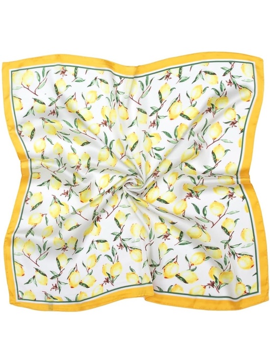 Accessories - Yellow Lemon Print Satin Scarf Bandana 27 inch